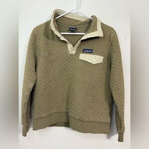Patagonia Quilted Snap-T Pullover Organic Women's Medium Brown/white Flaws
